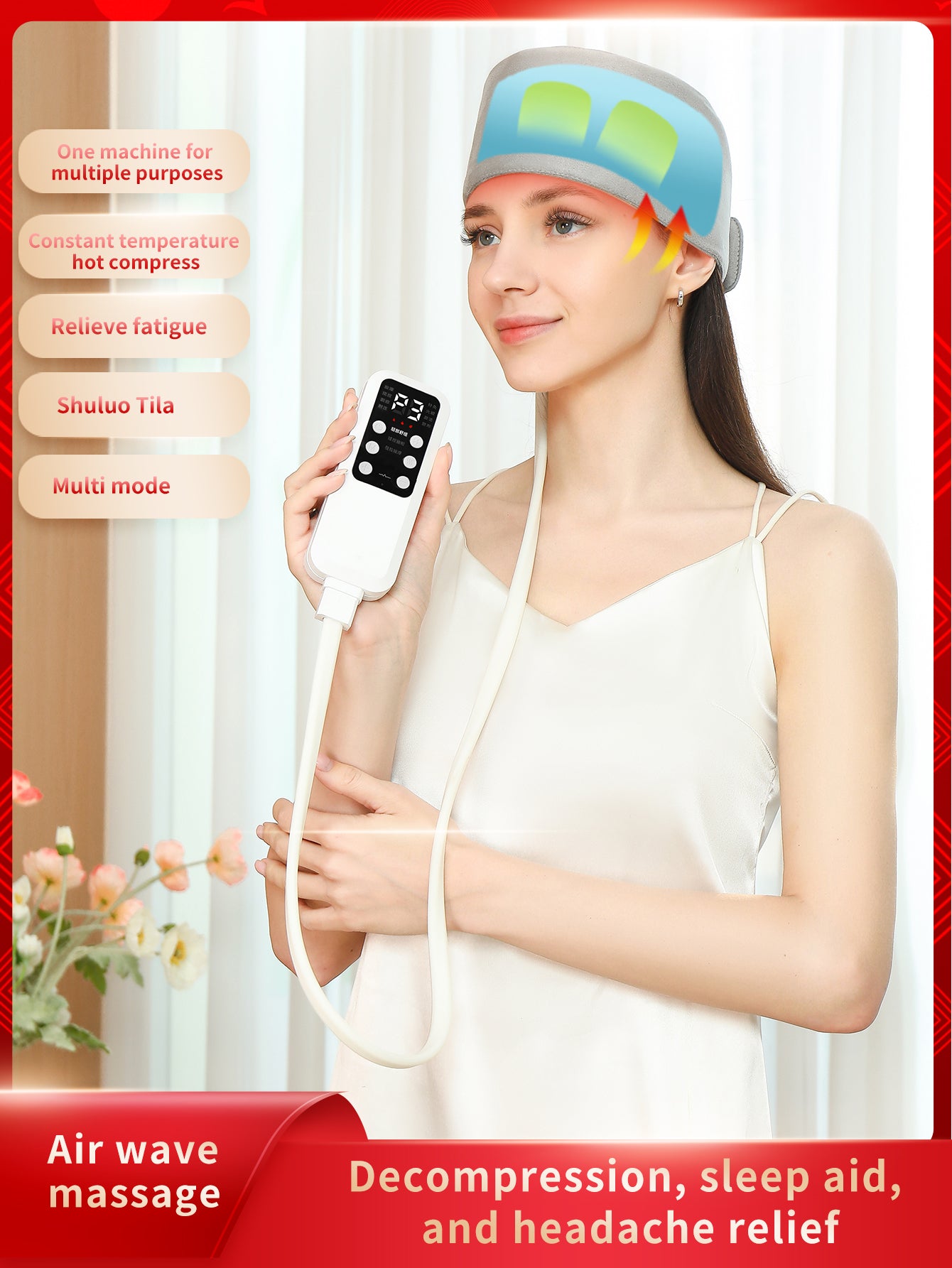 Portable Airbag Head Massager with Heated Air Compression