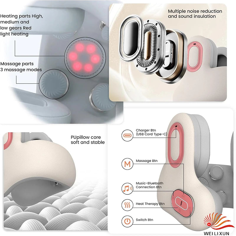 Neck And Back Massager With Noise-Canceling Headphones
