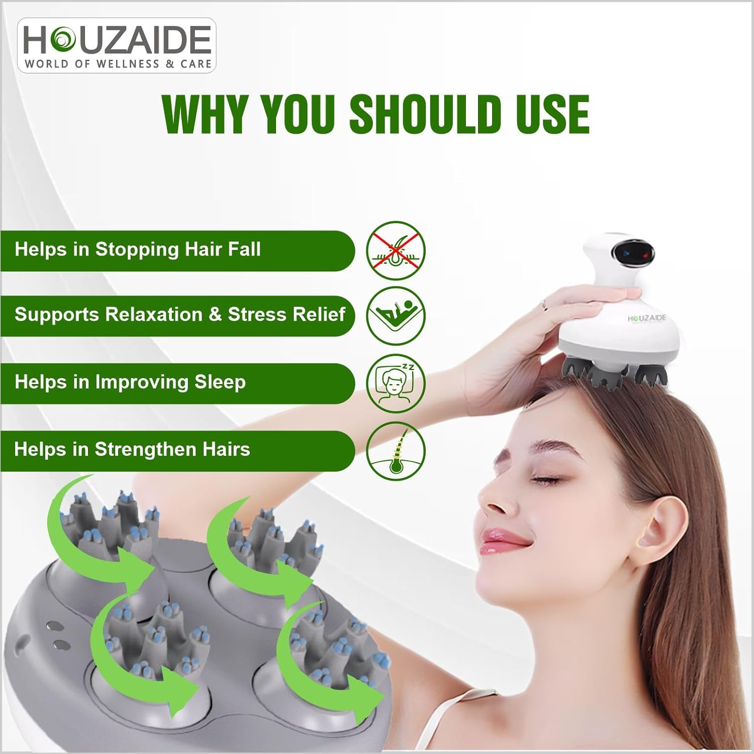 Waterproof Electric Scalp Head Massager with Red Light Therapy
