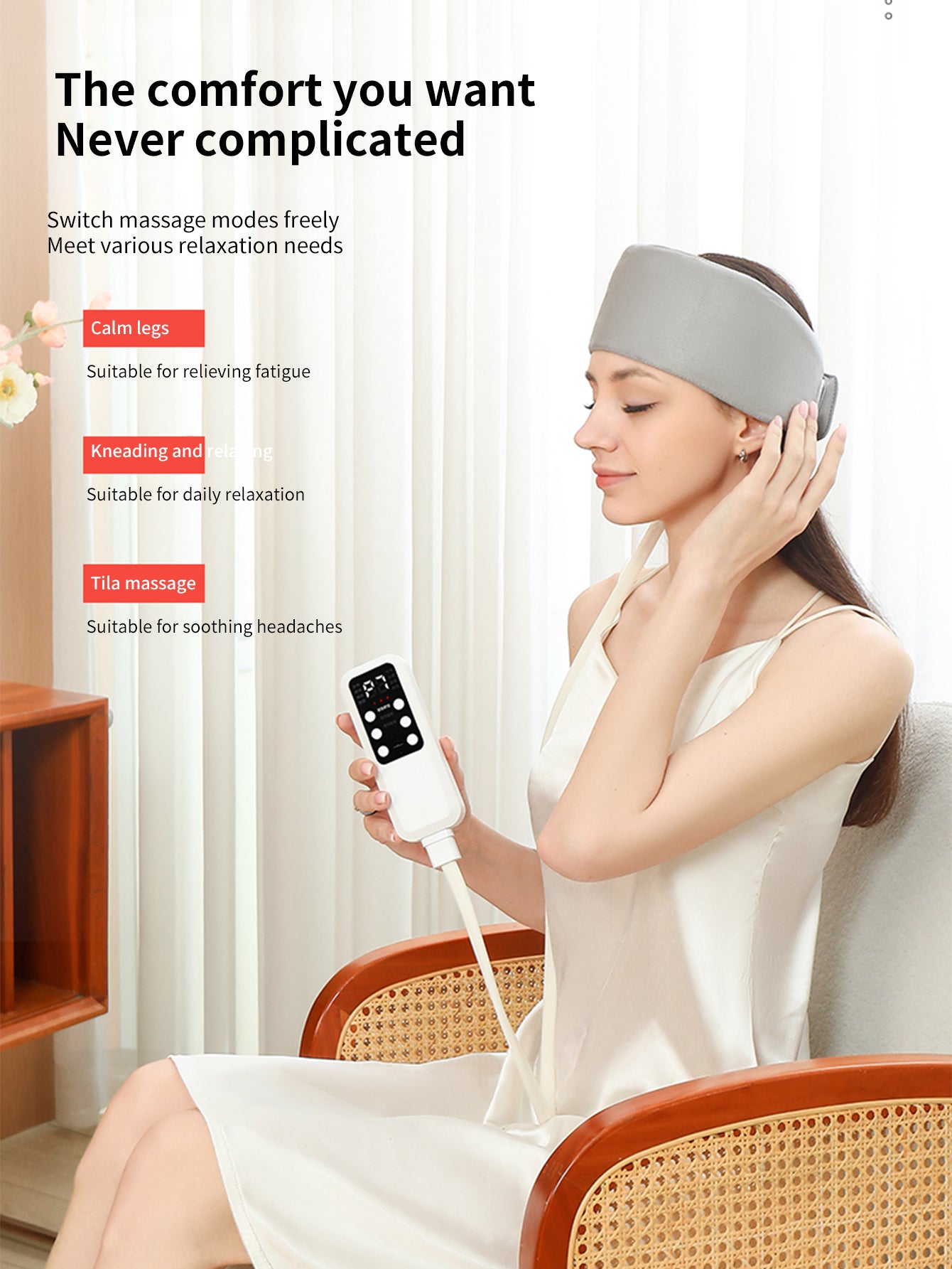 Portable Airbag Head Massager with Heated Air Compression