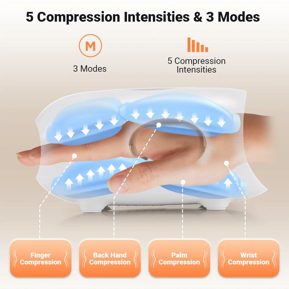 Cordless Hand Massager with Heating & Airbag Kneading Technology
